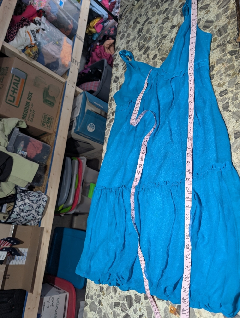 Vintage Y2K Turquoise Blue 100% Silk Bubble Hem Empire Babydoll Dress Size 12 - Picture 11 of 11